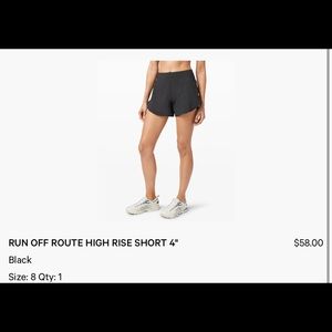 Lululemon Run Off Route High Rise 4” Shorts - Black - size 8
